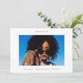 ピンク白ファンキー写真大学の写真卒業 案内状 (スタンド正面)