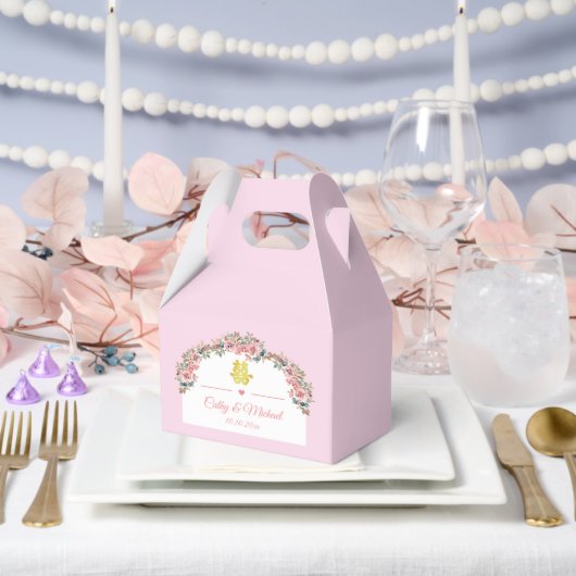 ピンク白フローラ中国のア結婚チの二重十一 フェイバーボックス (ウェディング)