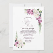 ピンク白フローラ結婚の後パーティー 招待状 (正面)