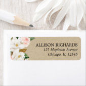 ピンク白マグノリア素朴クラフトフローラ緑 ラベル (インサイチュ)