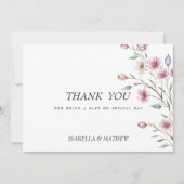 ピンク白ミント薄紫春フラワーサンキュー 招待状 (正面)
