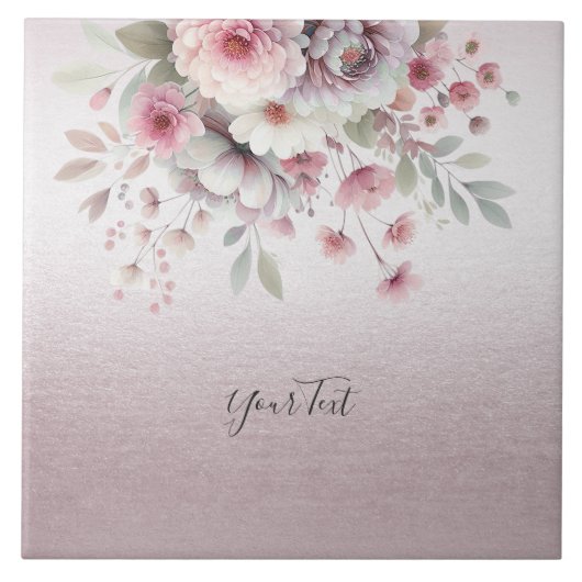 ピンク白モダンフローラセラミックタイル タイル (正面)