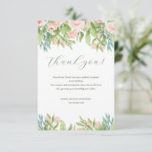 ピンク白モダン緑結婚のサンキューカード サンキューカード (スタンド正面)