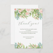 ピンク白モダン緑結婚のサンキューカード サンキューカード (正面/裏面)