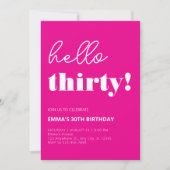 ピンク白モダン30歳の誕生日 招待状 (正面)