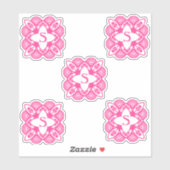 ピンク白モノグラムエレガント4サラ シール (シート)