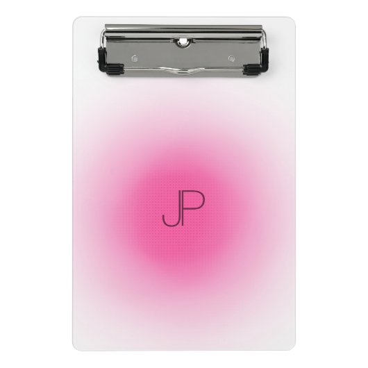 ピンク白モノグラムモダンエレガントテンプレート ミニクリップボード (正面)