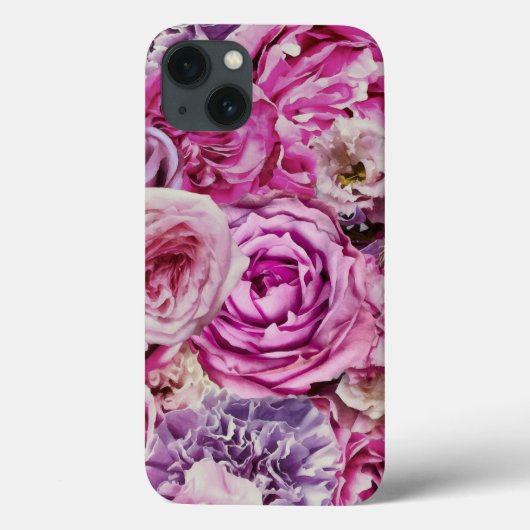 ピンク白ラベンダーバラ花模様 Case-Mate iPhoneケース (裏面)