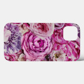 ピンク白ラベンダーバラ花模様 Case-Mate iPhoneケース (裏面 (横))