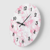 ピンク白大理石 ラージ壁時計 (傾斜)