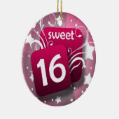 ピンク白熱［赤熱］光を放つの渦巻き旋回と星甘い16 セラミックオーナメント (右)