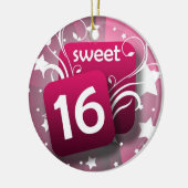 ピンク白熱［赤熱］光を放つの渦巻き旋回と星甘い16 セラミックオーナメント (左)