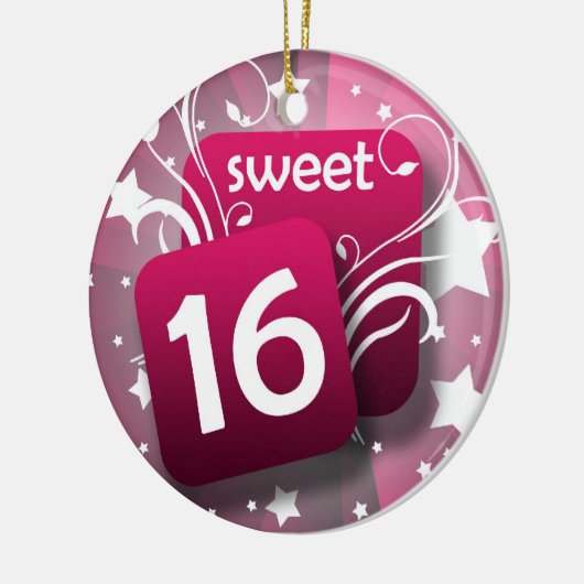 ピンク白熱［赤熱］光を放つの渦巻き旋回と星甘い16 セラミックオーナメント (左)