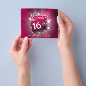 ピンク白熱［赤熱］光を放つの渦巻き旋回と星甘い16 チラシ (手)