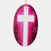 ピンク白熱［赤熱］光を放つクロスクリスマスオーナメント セラミックオーナメント (右)