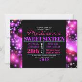 ピンク白熱［赤熱］光を放つスターズSweet sixteen16招待状 招待状 (正面)