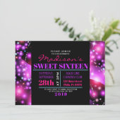 ピンク白熱［赤熱］光を放つスターズSweet sixteen16招待状 招待状 (スタンド正面)