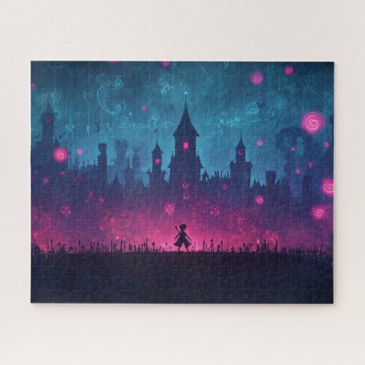 ピンク白熱［赤熱］光を放つフェアリー世界 ジグソーパズル (横)