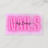 ピンク白熱［赤熱］光を放つ爪、 ネイルバイカスタム文字写真 名刺 (正面)