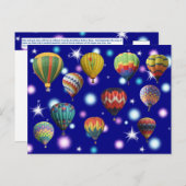 ピンク白熱［赤熱］光を放つ色の星の熱気球 ポストカード (正面/裏面)