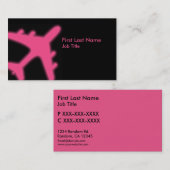 ピンク白熱［赤熱］光を放つ飛行機カスタムの名刺 名刺 (正面/裏面)