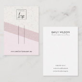 ピンク白色グリッターセラミックヘアクリップ表示ロゴ 名刺 (正面/裏面)