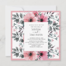 ピンク白色水彩フローラ