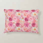 ピンク白色赤面ピンクマゼンタフローラ花 アクセントクッション (裏面)