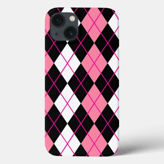 ピンク白黒アーガイルダイヤモンドデザイン Case-Mate iPhoneケース (裏面)