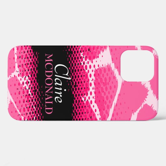 ピンク白黒グラフィックアニマルプリント Case-Mate iPhoneケース (裏面 (横))