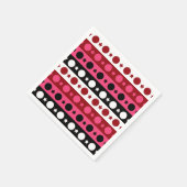 ピンク白黒サークルスターストライプズデザイン スタンダードカクテルナプキン (角)