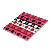 ピンク白黒サークルスターストライプズデザイン タイル (側面)