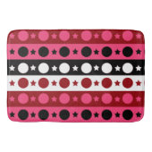 ピンク白黒サークルスターストライプズデザイン バスマット (正面)