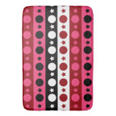 ピンク白黒サークルスターストライプズデザイン バスマット (正面縦)