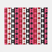 ピンク白黒サークルスターストライプズデザイン フリースブランケット (正面(横))