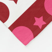 ピンク白黒サークルスターストライプズデザイン フリースブランケット (角)