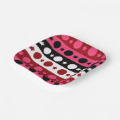 ピンク白黒サークルスターストライプズデザイン ペーパープレート (傾斜あり)