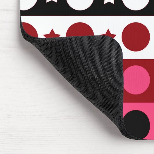 ピンク白黒サークルスターストライプズデザイン マウスパッド (コーナー)