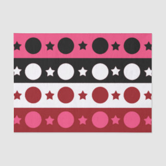 ピンク白黒サークルスターストライプズデザイン 薄葉紙