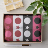 ピンク白黒サークルスターストライプズデザイン 薄葉紙 (ギフト)