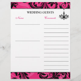 ピンク白黒シャンデリアゲストブック紙