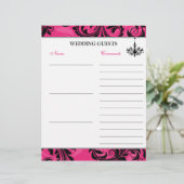 ピンク白黒シャンデリアゲストブック紙 (スタンド正面)