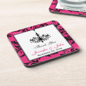 ピンク白黒シャンデリアスクロールコースターセット(6) コースター (左側)