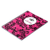 ピンク白黒シャンデリアスクロールノート ノートブック (左側)