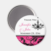 ピンク白黒シャンデリア結婚式の引き出物マグネット2 マグネット (正面/裏面)