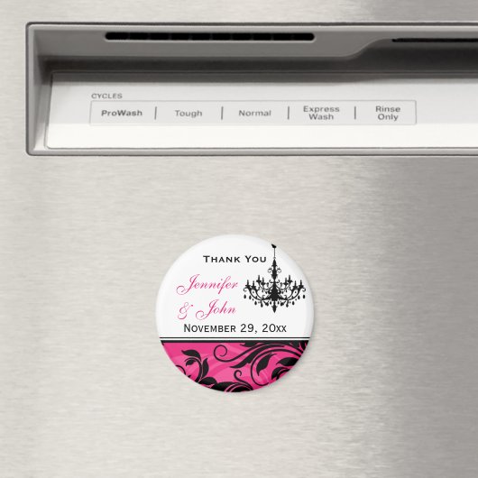 ピンク白黒シャンデリア結婚式の引き出物マグネット2 マグネット (インサイチュ (食洗機))