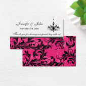 ピンク白黒シャンデリア結婚式の引き出物ラベル (デスク)