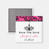 ピンク白黒シャンデリア結婚式の引き出物磁石 マグネット (正面/裏面)