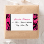 ピンク白黒シャンデリア、スクロール住所 シール (インサイチュ)