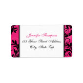 ピンク白黒シャンデリア、スクロール住所 シール (正面)